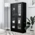  Dulap cu vitrină, negru, 82,5x30,5x150 cm, lemn prelucrat