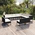  Set mobilier de grădină cu perne, 12 piese, negru, poliratan