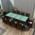  Set mobilier de exterior cu perne, 11 piese, maro, poliratan