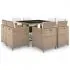  Set mobilier de exterior cu perne, 9 piese, bej, poliratan