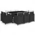  Set mobilier de exterior cu perne, 11 piese, negru, poliratan
