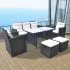  Set mobilier de exterior cu perne, 6 piese, negru, poliratan