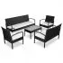  Set mobilier de grădină cu perne, 5 piese, negru, poliratan