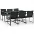  Set mobilier de exterior cu perne, 7 piese, negru, poliratan