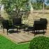  Set mobilier de grădină cu perne, 5 piese, negru, PVC