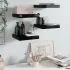  Rafturi de perete 4 buc. negru extralucios 23x23,5x3,8 cm, MDF