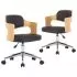 Set 2 bucati scaune pivotante de masa, negru si maro deschis, 47.5 x 53 x 76 cm