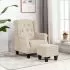  Fotoliu cu taburet pentru picioare, crem, material textil