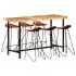 Set mobilier de bar 7 piese lemn masiv acacia & piele naturala, maro, 42 x 45 x 86 cm