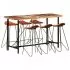  Set mobilier bar 7 piese, lemn masiv reciclat & piele naturală