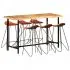 Set mobilier bar 7 piese lemn masiv sheesham & piele naturala, maro, 42 x 42 x 86 cm
