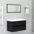  Set mobilier de baie, 2 piese, negru, PAL