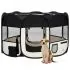  Țarc de câini pliabil cu sac de transport, negru, 125x125x61 cm