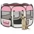  Țarc joacă pliabil câini cu sac de transport roz 90x90x58 cm