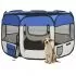  Țarc joacă pliabil câini cu sac de transport albastru 110x110x58 cm