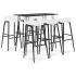Set mobilier de bar, 7 piese, alb si negru, 60 x 60 x 105 cm