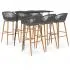 Set mobilier de bar, 7 piese, negru si gri, 60 x 60 x 105 cm