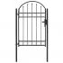 Poarta de gard cu arcada, negru, 100 x 150 cm