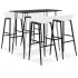 Set mobilier de bar, 5 piese, alb si negru, 60 x 60 x 105 cm