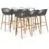 Set mobilier de bar, 7 piese, alb si gri, 60 x 60 x 105 cm