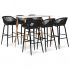 Set mobilier de bar, 7 piese, alb și negru