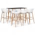 Set mobilier de bar, 7 piese, alb si negru, 60 x 60 x 105 cm