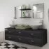  Set de mobilier de baie cu 7 piese și chiuvete incluse, negru