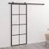  Ușă glisantă, negru, 76x205 cm, aluminiu și sticlă ESG