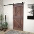 Ușă glisantă cu set feronerie, maro închis, 100x210 cm lemn pin