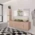  Set mobilier baie 11 piese cu chiuvete și robinete incluse, Bej