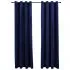 Set 2 bucati draperii opace cu inele, albastru închis, 140 x 245 cm