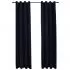 Set 2 bucati draperii opace cu inele, negru, 140 x 225 cm