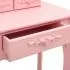 Set masa de toaleta cu taburet roz 50x59x136 cm lemn paulownia, roz