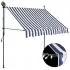  Copertină retractabilă manual cu LED, albastru & alb, 100 cm