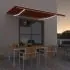  Copertină retractabilă manual cu LED portocaliu&maro 450x300 cm