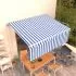 Copertină retractabilă automat cu stor, albastru&alb, 4,5x3 m 