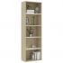 Bibliotecă cu 5 rafturi, alb & stejar Sonoma, 60x30x189 cm, PAL