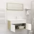 Set mobilier de baie, 2 piese, alb si stejar sonoma