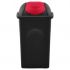 Cos de gunoi cu capac oscilant, negru si rosu, 41 x 41 x 68 cm
