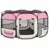 Țarc joacă pliabil câini cu sac de transport roz 125x125x61 cm