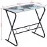 Birou din sticla cu model harta lumii, multicolor, 80 x 50 x 75 cm