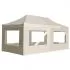  Cort de petrecere pliabil cu pereți, crem, 6 x 3 m, aluminiu
