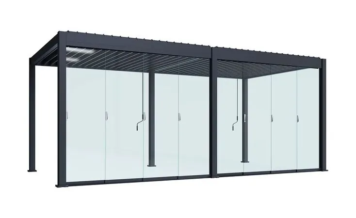 Set 4 Panouri glisante pentru laterala de 4m, din sticla, pentru pergola bioclimatica de 3x4 m, UnicSpot