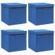 Cutii depozitare cu capace 4 buc. albastru 32x32x32 cm textil, albastru