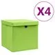  Cutii depozitare cu capac, 4 buc., verde, 28x28x28 cm