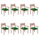Set 8 bucati scaune de gradina stivuibile cu perne, verde