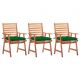 Set 3 bucati scaune de masa exterior cu perne, verde