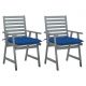 Set 2 bucati scaune de masa exterior cu perne, albastru