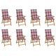 Set 8 bucati scaune gradina pliabile cu perne, model rosu