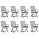 Set 8 bucati scaune pliabile de exterior cu perne, antracit